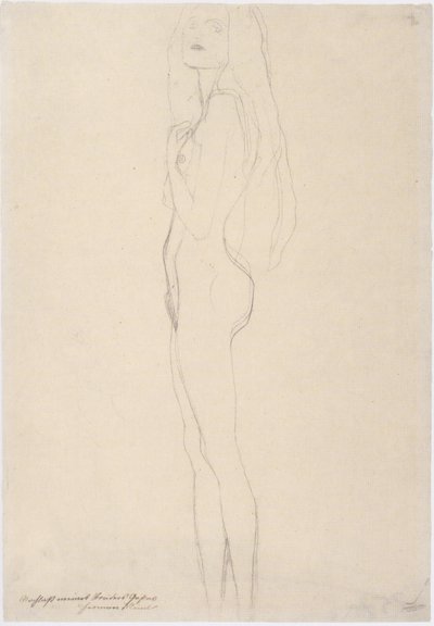 Jeune fille debout nue vers la gauche - Gustav Klimt